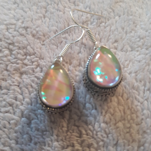 Pink Australian Triplet Opal Earrings - Picture 7 of 8